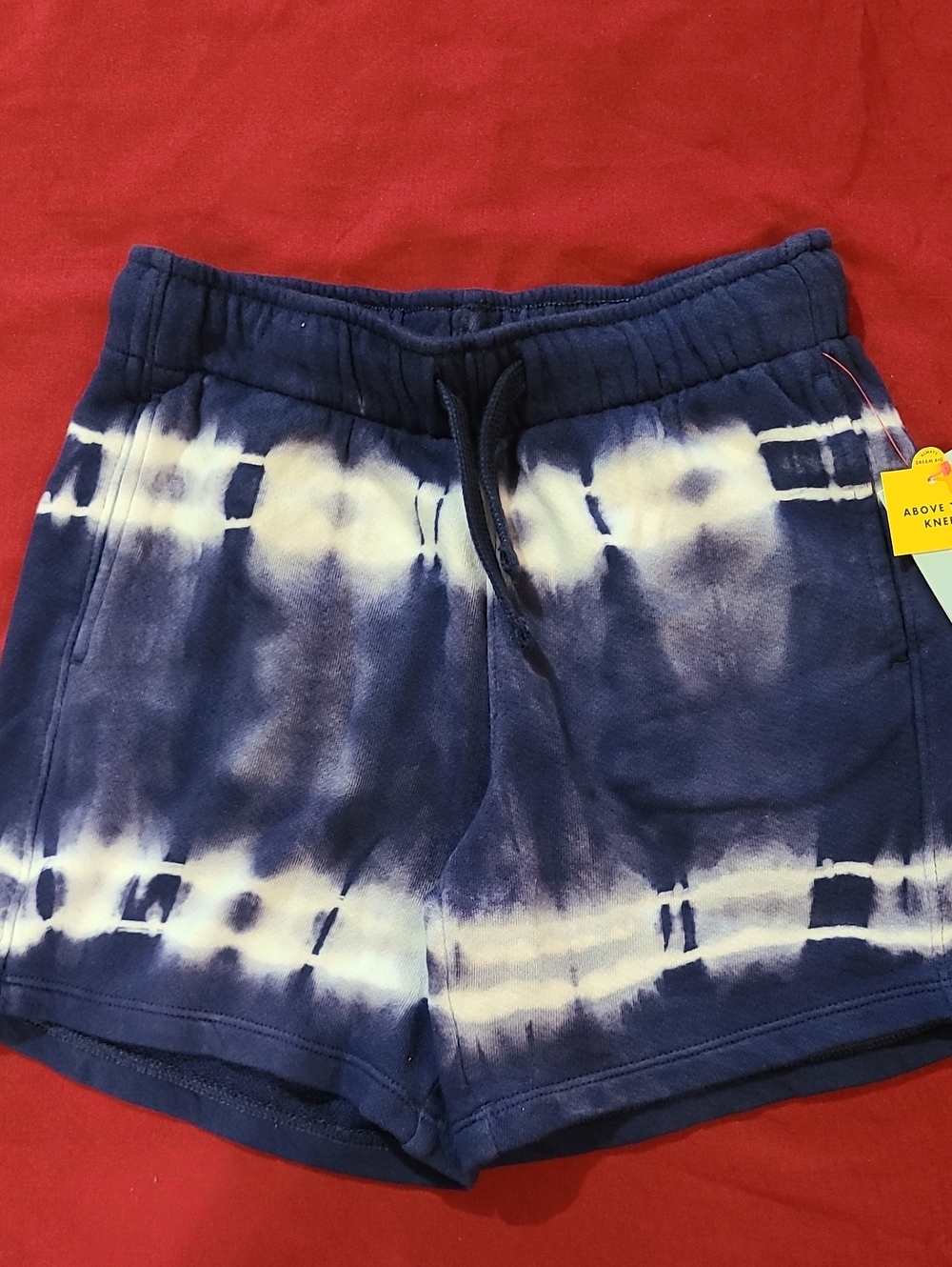 Cat & Jack Navy and White Tie-Dye Drawstring Shorts